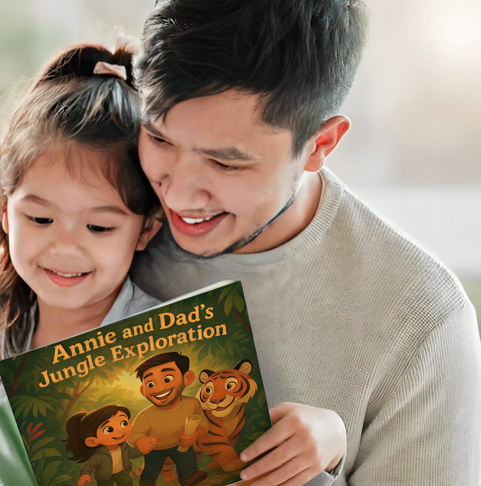 Father reading with daughter